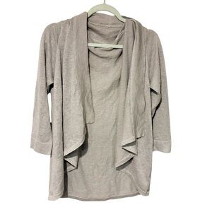 Hatley Grey Minimalist Draped Open Front‎ Thin Knit Sweater Top